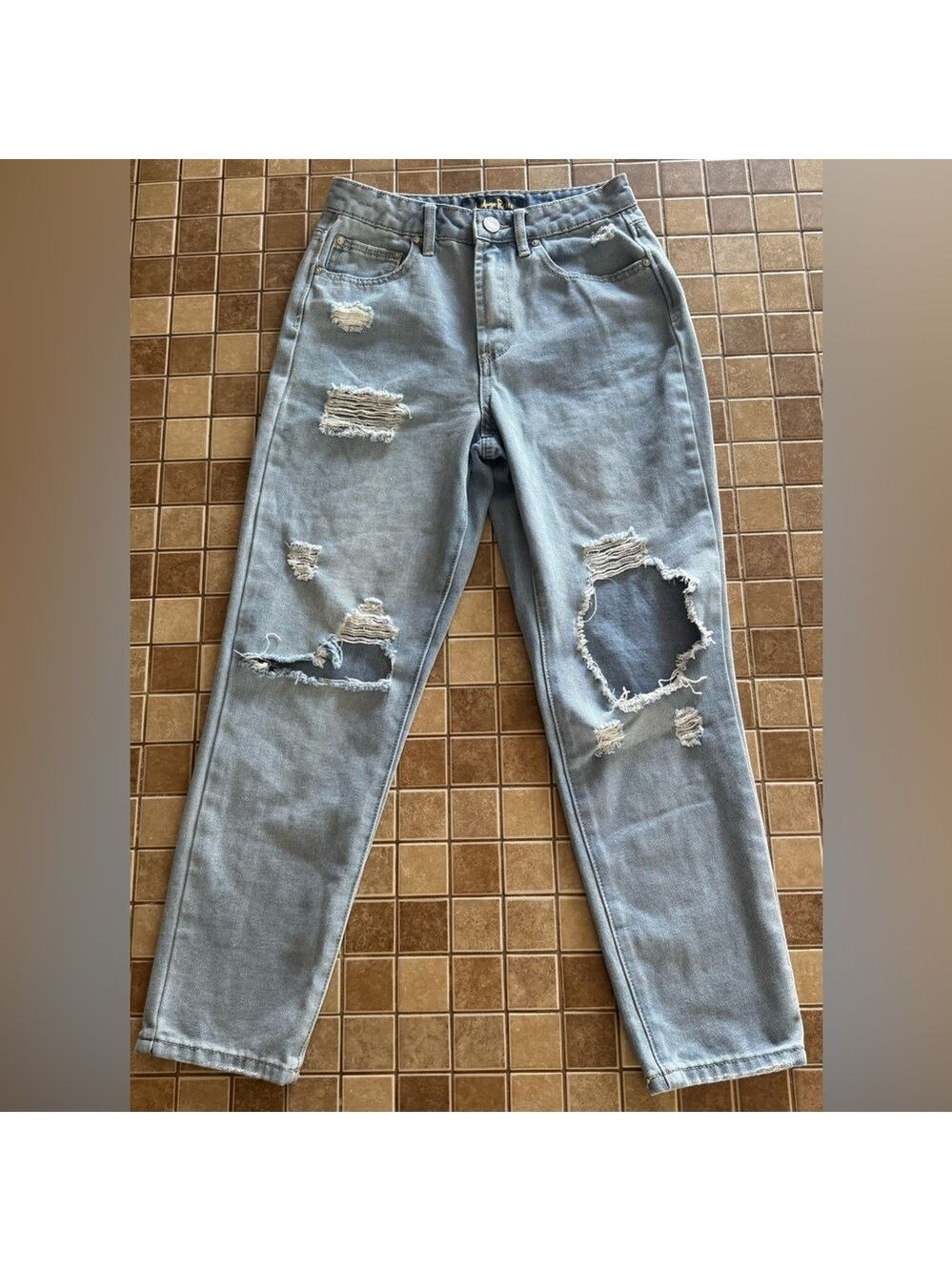 Indigo Rein Blue Boyfriend Jeans with Vintage Distressing
